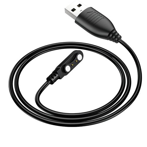 Câble Magnétique pour SmartWatch Double Broche Prise USB 60cm Hoko Noir