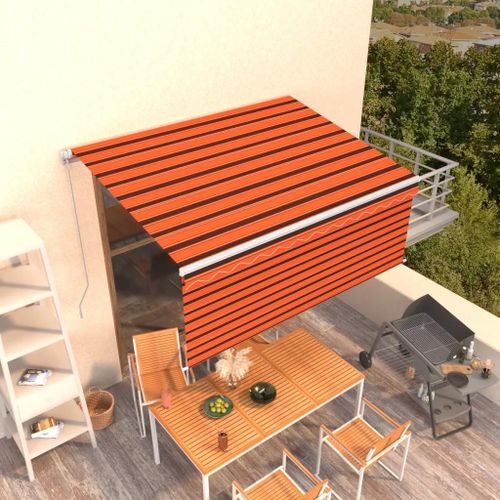 Prolenta Premium - Auvent Rétractable Manuel Avec Store 3x2,5 M Orange Et Marron