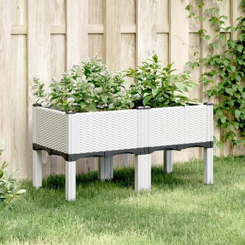 Prolenta Premium - Jardinière Avec Pieds Blanc 80x40x42 Cm Pp