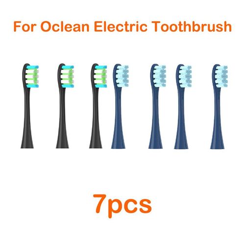 Pour Oclean Flow/X/X Pro/Z1/F1/One/Air 2/Se Têtes De Brosse Doux Dupont Sonique Brosse À Dents Poils Sous Vide 7 Pièces Têtes De Rechange - Type 3black 4dark Blue