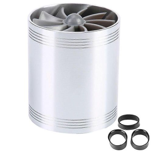 Voiture Air Admission Turbonator Double Ventilateur Turbine Super Chargeur Gaz Fuel Saver Turbo Argent