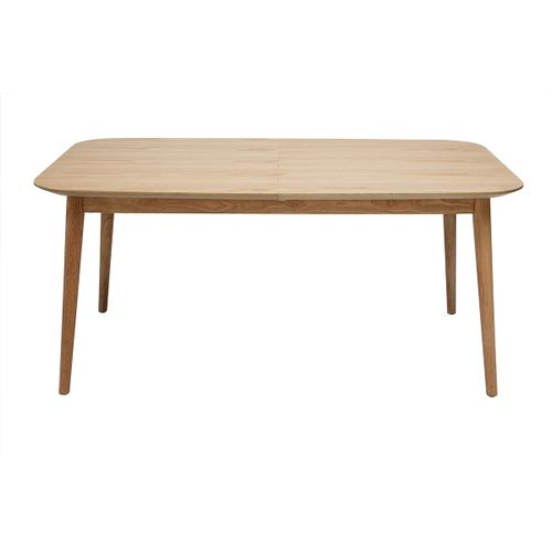 Table Extensible Rallonges Intégrées Rectangulaire En Bois Clair Chêne L160-210 Cm Ank
