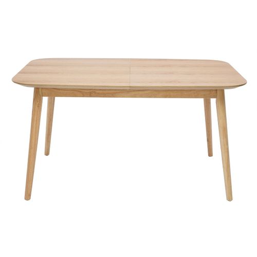 Table Extensible Rallonges Intégrées Rectangulaire En Bois Clair Chêne L140-170 Cm Ank