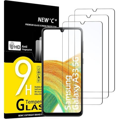 Lot De 3 Verre Trempé Pour Samsung Galaxy A33 5g Film Protection Écran Sans Bulles D'air Ultra Résistant 0,33mm Hd Ultra Transparent Dureté 9h Glass
