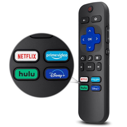 Télécommande universelle pour téléviseur Roku TV - Remplacement pour TCL Roku/Hisense Roku/Sharp Roku TV avec Netflix Disney+/Hulu/Prime Video