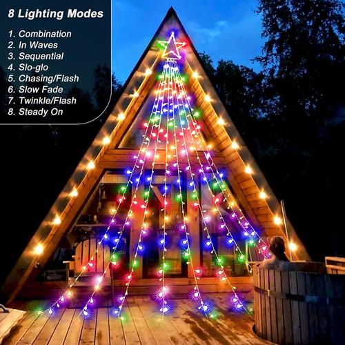 Guirlande Lumineuse ¿¿toile de No?l, 317 LED Guirlande Lumineuse Sapin de  No?l 8 Modes ¿¿tanche IP44 pour Fen¿ºtre Int¿¿rieure Ext¿¿rieure F¿ºte de  Mariage D¿¿coration d'Arbre de No?l (Color¿¿)