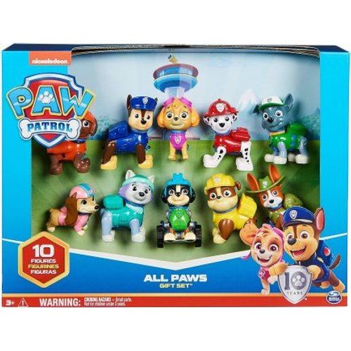 Coffret 10 Figurines Pat Patrouille Chiot Marcus Chase Ruben Stella Marcus Liberty Rex Tracker Zuma Rocky Everest - Set Chien + 1 Carte