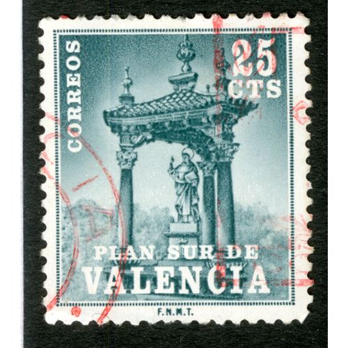 Timbre Oblitéré Espana, Plan Sur De Valencia, Correos, 25 Cts