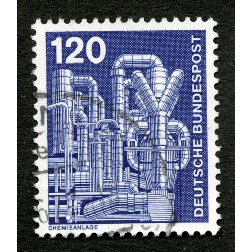 Timbre Oblitéré Deutsche Bundespost, Chemieanlage, 120