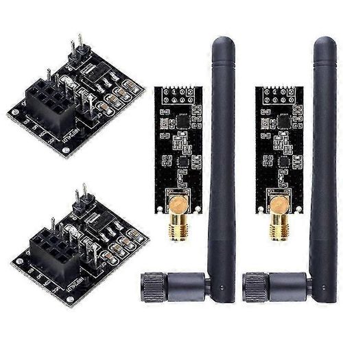 2pcs NRF24L01 + PA + LNA RF Émetteur-Récepteur Module avec Antenne SMA 2.4 GHz 1100m + NRF24L01 Module Sans Fil pour Arduino