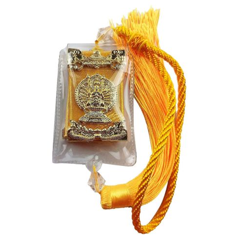 Grande Compassion Mantra Écriture Voiture Pendentif Charmes Bouddhistes Rétroviseur Décoration Ornements Suspendus Jaune