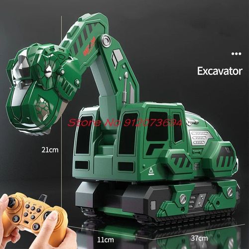 Vert - Ebtoy-Voiture Télécommandée En Alliage Pour Enfants, 2.4g, 12 Canaux, Effets Sonores Analogiques, Dessin Animé, Dinosaure, Garçon, Voiture Rc Ebtoy