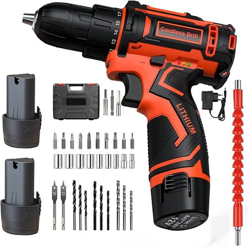KGABERY-1Tournevis Electrique Sans Fil,12V Perceuse Visseuse Sans Fil 35N.M,Visseuse Devisseuse Sans Fil Avec,34 Accessoires,Idéal Pour Visser Et Percer