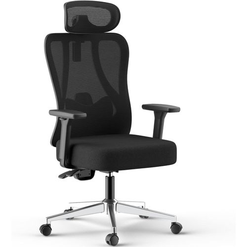 Kgabery-1p3 Pro Chaise De Bureau Ergonomique Fauteuil De Bureau-Soutien Lombaire 2d Réglable,Appui-Tête&accoudoirs 3d,Inclinaison 135° Sans Crans,Tissu Mesh Triple Couche,Noir Sans Repose-Pieds