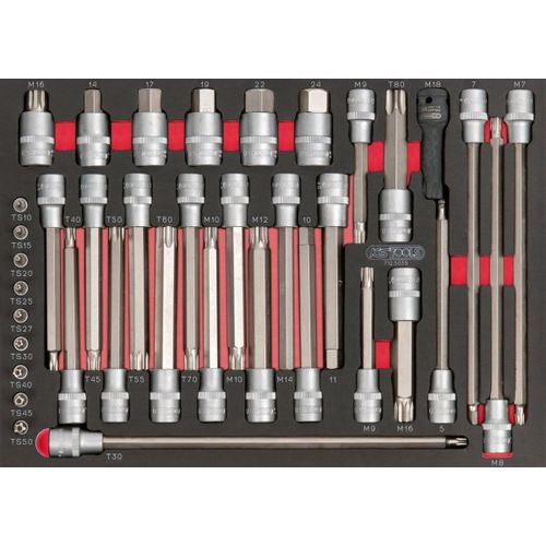 KGABERY-1712.5038-Module D'Embouts Longs Pour La Mécanique 1/4''-1/2''-Pour Servantes Et Établis-Empreinte Des Outils Découpée Au Laser-Mousse Imputrescible-38 Pièces