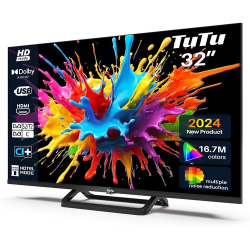 KGABERY-1Téléviseurs 32 Pouces (80 Cm) Led Central Pied Tv Hd Ready Triple Tuner (Dvb-C/T2/S2),Hdmi X2,Ci+,Lecteur Multimédia Usb 2.0,Mode Hôtel,Dolby Audio,2024