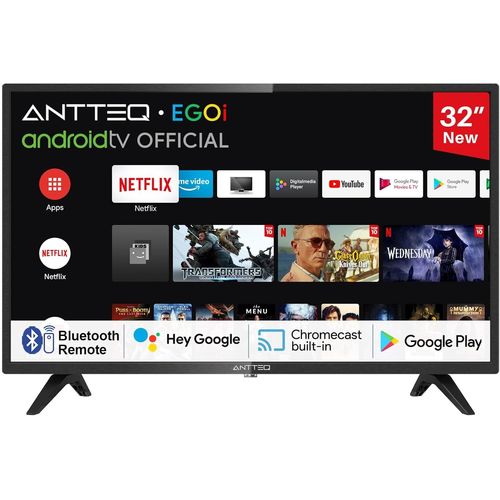 KGABERY-1Ag32H3 Tv 32 Pouces(80Cm) Smart Tv,Andriod Tv Led Hd,Bluetooth Vocie Assistance,Triple Tuner(Dvb-C/S2/-T2),Apps Store,Dazn/Netflix/Prime Video/Youtube,Wifi