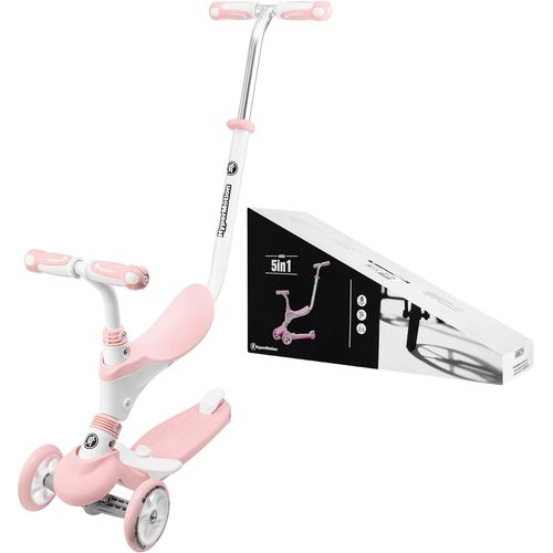 Kgabery-1draisienne Trottinette Enfant 1 À 5 Ans Tricycle Bébé Évolutif Modulable 5 En 1|Poussoir Réglable,Repose-Pieds,Siège,Guidon Réglable-Rose