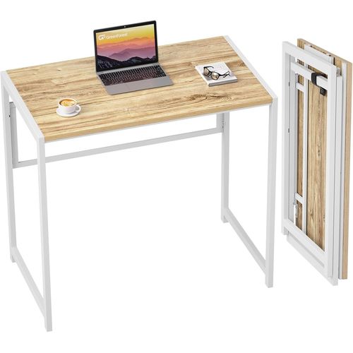 Kgabery-1table De Bureau Pliante Sans Assemblage,Petit Bureau Pliant 80 Cm,Mini Bureau D¿Ordinateur Moderne,Bureau À Domicile Gaming Pour Petite Espace Et Poste De Travail,Beige
