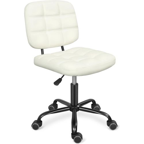 Kgabery-1chaise De Bureau,Chaise De Bureau Sans Accoudoirs Avec Roulettes Ergonomique,Moderne Avec Roulettes Pivotantes À 360°,Chaises De Travail Sur Ordinateur Réglables En Hauteur Blanc