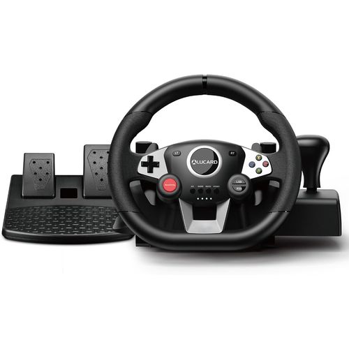 Kgabery-1volant Racing Compatible Pour Pc/ Ps4/ Switch/ Ps3/ Xbox One/Xbox 360,Volant Pc Gaming Avec Pédales,270 Degrés,Boutons Programmables,Retour De Vibration,Noir