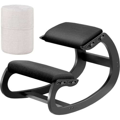 Kgabery-1chaise À Genoux Réglable,Chaise À Bascule Ergonomique En Bois-Améliorez Votre Posture Avec Un Siège Incliné Pour La Maison,Le Bureau(Noir)