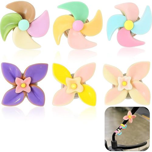 Kgabery-1moulin À Vent Vélo Fleuri 6 Pièces Moulins Colorés Décoration Guidon Enfants Pinwheel Vélo Enfant Accessoire Bicyclette Tricycle Draisienne Trottinette Scooter Cadeau Fille