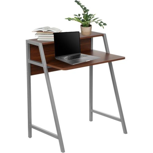 Kgabery-1table D¿Ordinateur Pour Bureau Dumont Table Informatique,Poste De Travail,78x50,5x89 Cm,Noyer/Argenté 634721
