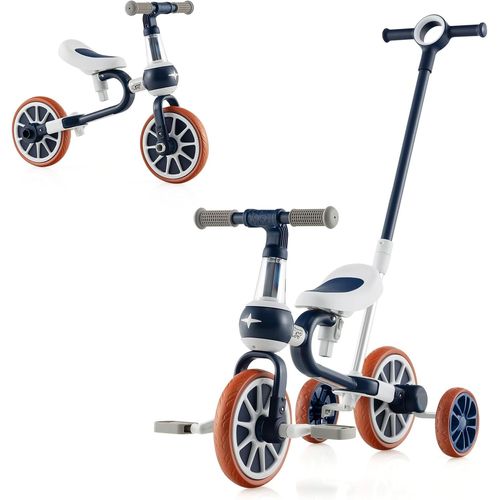 Kgabery-1tricycle Bébé Évolutif 4 En 1,Draisienne Avec Poignée De Poussée Réglable En 4 Positions,Selle À 2 Positions,Pédales Amovibles,Vélo Enfant Pour Garcon&fille À Partir De 1 An (Bleu)