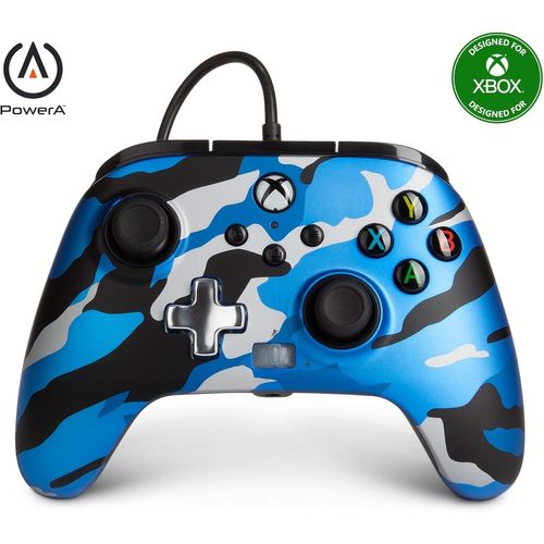 Kgabery-1manette Filaire Améliorée Pour Xbox¿Manette De Jeu,Manette De Jeu Vidéo Filaire,Manette De Jeu,Xbox Series X|S,Camouflage Bleu Métallique
