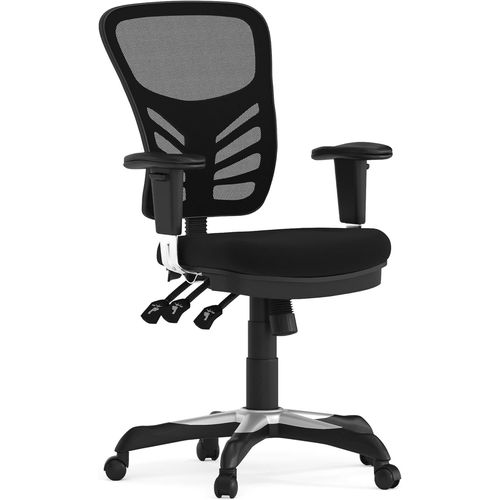 Kgabery-1chaise De Bureau Avec Dossier De Taille Moyenne¿Siège Gaming Ergonomique Avec Accoudoirs Réglables&tissu Mesh¿Fauteuil De Bureau Pour Télétravail¿Noir
