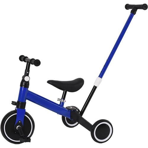 Kgabery-1tricycle Enfants Tige Poussée,Tricycle Bébé Évolutif Siège Réglable En Hauteur,Modes Glisse Et Pédalage,Vélos Enfants Convient Aux Garçons Et Aux Filles Bleu 70.00x49.00x54.00cm