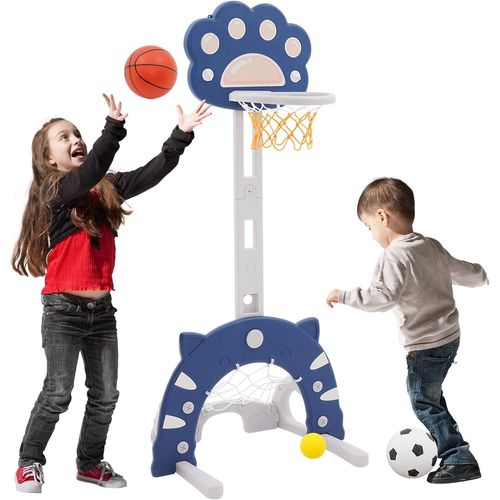 Kgabery-1panier De Basket Enfant 3 En 1,Panier De Basket-Ball Réglable En Hauteur Avec Anneau De Jeu De Golf Pour But De Football Lancer Les Enfants Pour Tout-Petits Panier Basket Interieur Exterieur