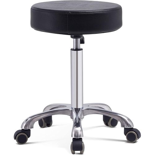 Kgabery-1tabouret Pivotant À Hauteur Réglable Avec Roues Chaise Ronde Robuste Pour Bureau À Domicile Salon Spa (Noir)