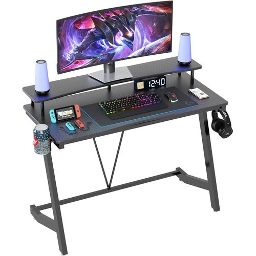 Kgabery-1bureau De Jeu Avec Grand Support De Moniteur,Table D'ordinateur Portable Pour Petits Espaces,Station De Travail De Joueur Avec Porte-Gobelet,Crochet Pour Casque Pour Bureau À Domicile (110