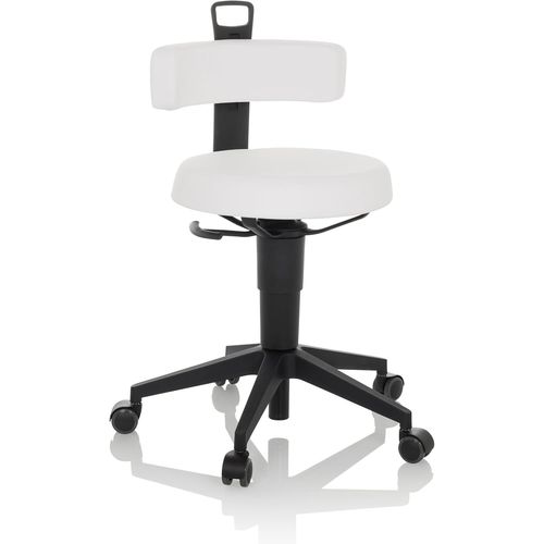 Kgabery-1chaise D'équilibre Réglable En Hauteur Top Work Flex Pu Tabouret De Travail Mobile Avec Dossier,Similicuir Blanc