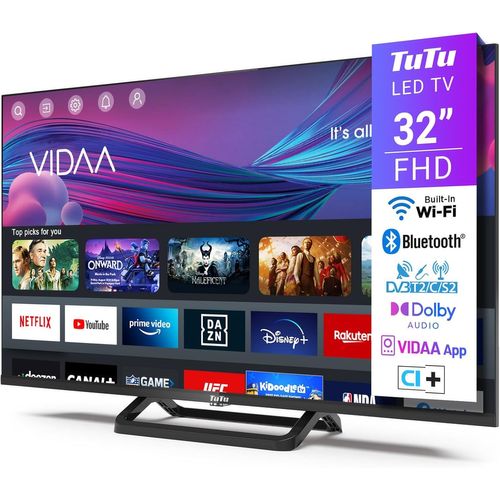 KGABERY-1Smart Tv 32 Pouces (80 Cm) Fhd,Sans Bord Connectée Télévision Avec Wifi,Bluetooth,App Store,Triple Tuner (Dvb-T/T2,Dvb-C,Dvb-S/S2),Molotov Et Plus (Tuv32Fn1B,2024)