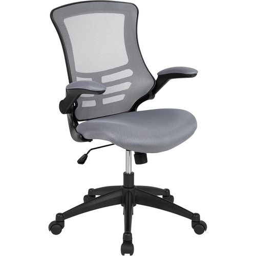 Kgabery-1chaise De Bureau Avec Dossier De Taille Moyenne¿Fauteuil De Bureau Ergonomique Avec Accoudoirs Rabattables Et Mesh¿Pour Télétravail Ou Bureau¿Gris Foncé
