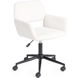 Kgabery-1chaise De Bureau Scandinave Réglable En Hauteur-Roues Pivotantes À 360°-Style Crème-Imitation Lin-Respirante-Cadre En Acier-Pour La Maison-Beige-55x56x75-85 Cm