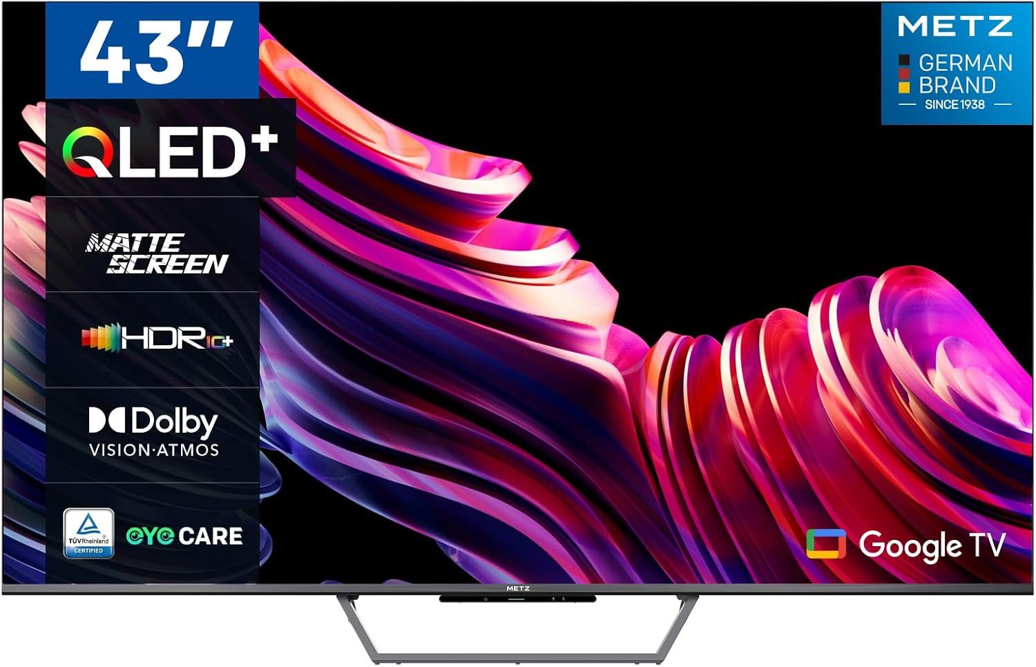 KGABERY-1Tv Qled+Mqe7600 4K Uhd 43 Pouces Smart Tv Avec Google Tv Anti-Reflet Écran Mat Téléviseur Dolby Vision Dolby Atmos Hdr Wi-Fi (2024 Modèle,Noir)