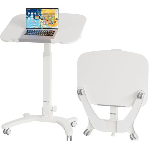 Kgabery-1bureau D'ordinateur Pliable,65×50 Cm,Réglable En Hauteur De 75,5 À 111 Cm,Avec 4 Roulettes Verrouillables,Table D'o Appoint Pliante Pour Lit,Canapé,Salon,Chambre,Table Pc Portable