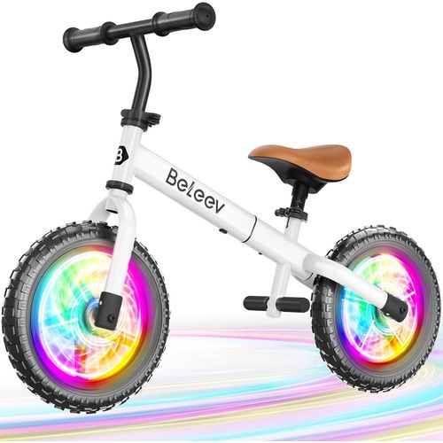 Kgabery-1c2 Draisienne 2 Ans Enfants Vélo Bébé Aux Roues Lumineuses Led,Hauteur Du Siège Et Du Guidon Réglables,Sans Pédales,Balance Bike,Vélo D'équilibre Léger Garçon Fille 2-5 Ans Jusqu'à 50 Kg