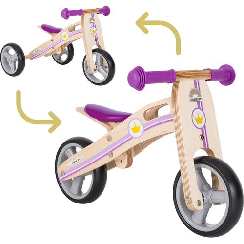 Kgabery-1vélo Draisienne Enfants Et Tricycle En Bois Pour Garcons Et Filles De 18 Mois ¿ Vélo Sans Pédales Mini (Combinaison 2 Et 3 Roues) Évolutive 7 Pouces ¿