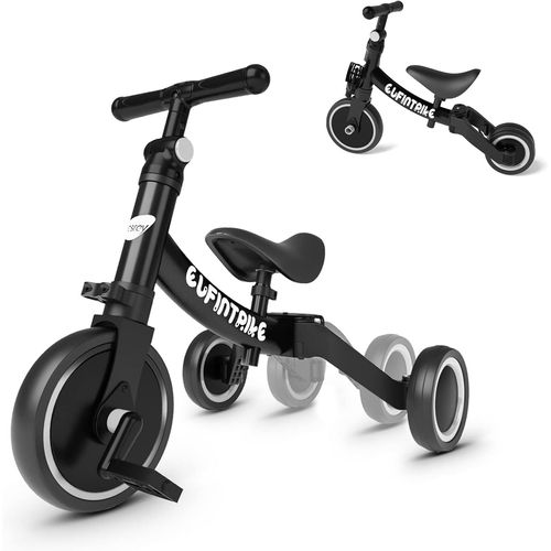 Kgabery-15 En 1 Tricycle Enfant Bébé Évolutif 1-4 Ans,Vélo Draisienne,Vélo Sans Pédale,Noir