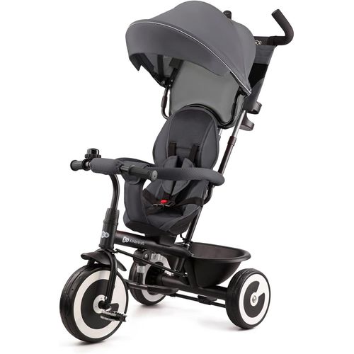 Kgabery-1aston Tricycle Bébé Évolutif,Draisienne Évolutif,Trike Bebe,Velo Poussette Bebe Évolutif,Velo Enfant 5 Ans,De 9 Mois,Compact,Accessoires Pratiques,Capote Pliante,Gris