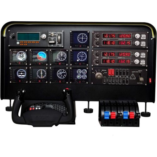 Kgabery-1cockpit Simulator Panel Kit-Pre-Cut Flight Sim Mounting Set-Compatible With Logitech,Saitek&honeycomb Yokes,Throttle Panels-With Led Light Bar-30¿X20¿X 4¿