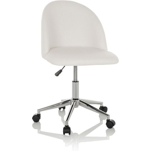 Kgabery-1chaise De Bureau Design Solao Ted Tissu Teddy,Chaise De Bureau Réglable En Hauteur,Rembourrée,Blanc 645067