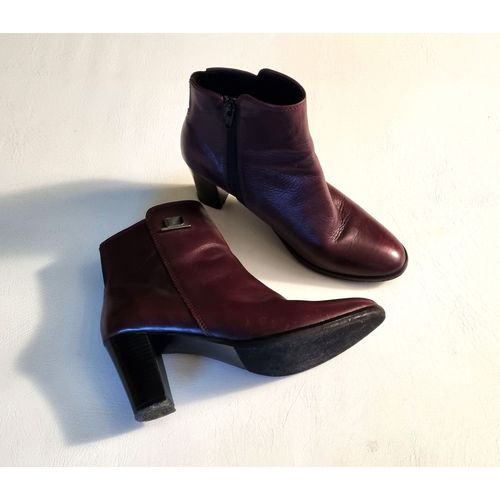 Bottines Salamander Pointure 37 Talons 7 Cm Cuir Bordeaux