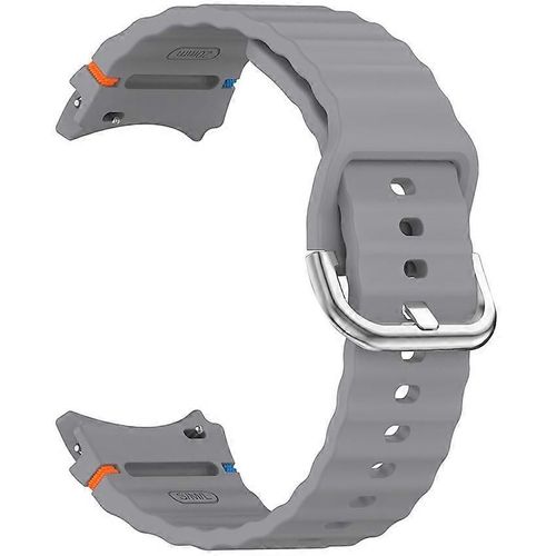 Bracelet De Montre En Silicone Pour Samsung Galaxy Watch 7/Fe/6/6 Classic/5/5 Pro/4/4 Classic Wave Model Car Line, Bracelet À Boucle En Acier Couleur Argent (Gris Sidéral)