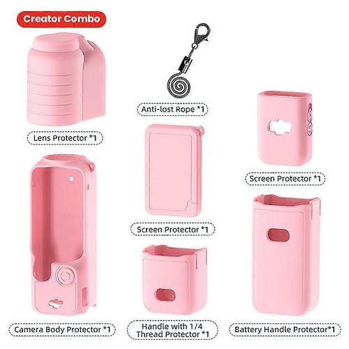 Étui en silicone pour appareil photo, protection d'objectif, accessoires pour DJI Osmo Pocket 3 (polyvalent [rose])